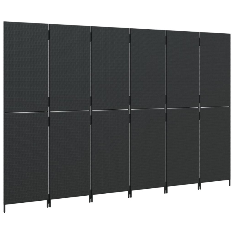 Produktbild för Rumsavdelare 6 paneler svart konstrottning