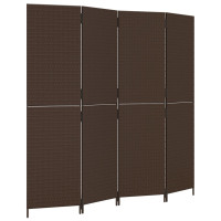 Miniatyr av produktbild för Rumsavdelare 4 paneler brun konstrottning