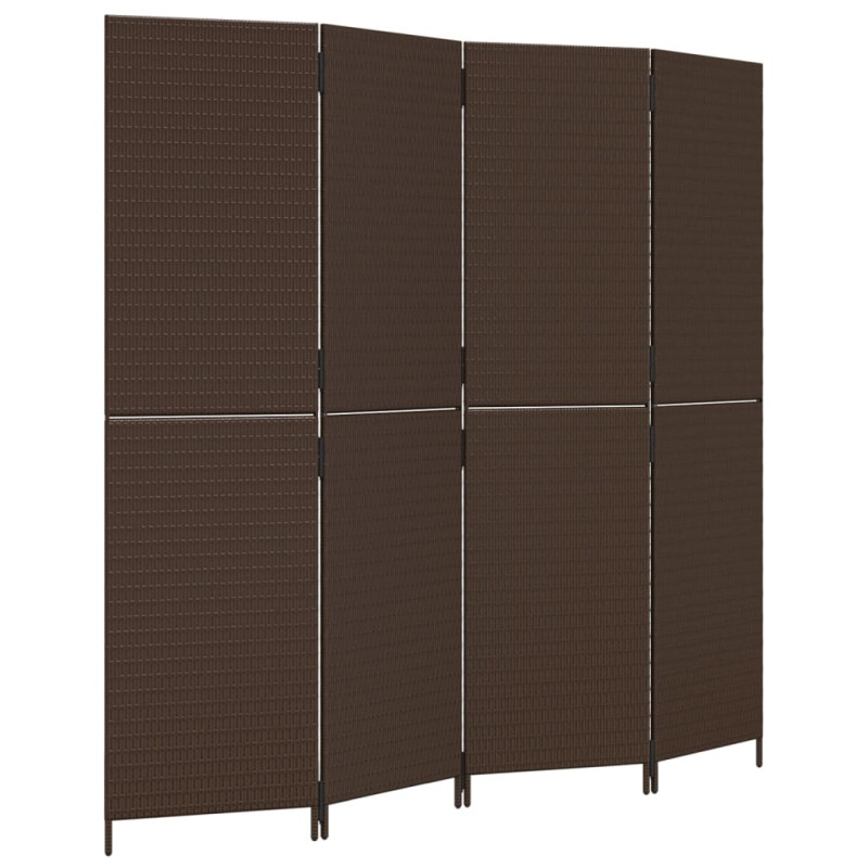 Produktbild för Rumsavdelare 4 paneler brun konstrottning