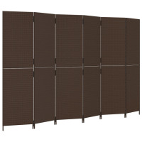 Miniatyr av produktbild för Rumsavdelare 6 paneler brun konstrottning