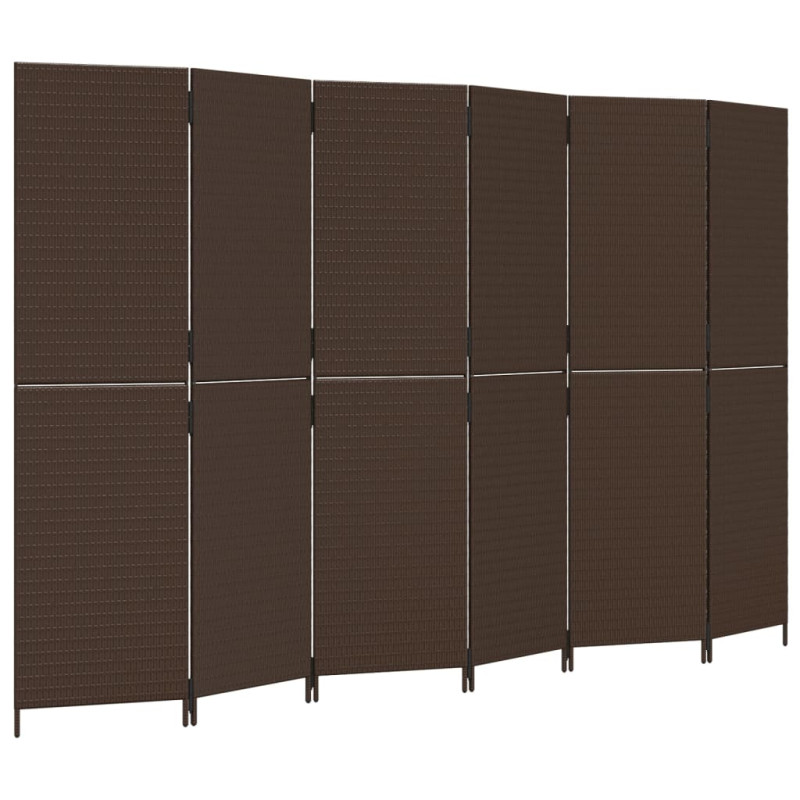 Produktbild för Rumsavdelare 6 paneler brun konstrottning