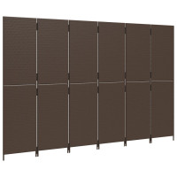Miniatyr av produktbild för Rumsavdelare 6 paneler brun konstrottning