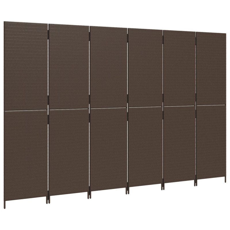 Produktbild för Rumsavdelare 6 paneler brun konstrottning