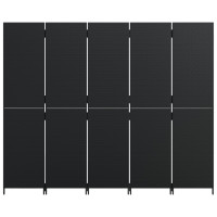 Miniatyr av produktbild för Rumsavdelare 5 paneler svart konstrottning