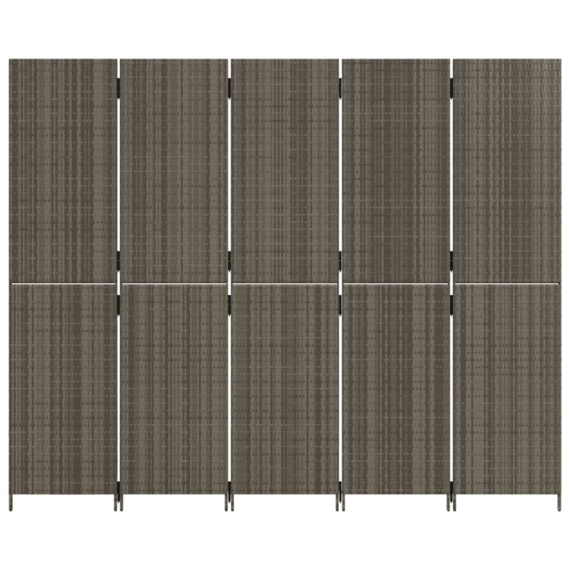 Produktbild för Rumsavdelare 5 paneler grå konstrottning