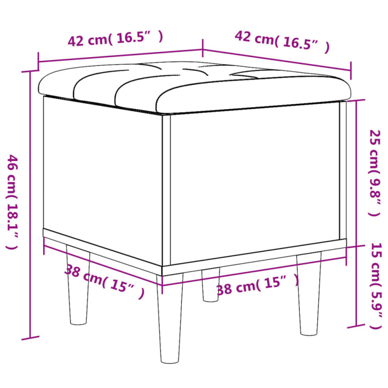 Produktbild för Förvaringsbänk sonoma-ek 42x42x46 cm konstruerat trä