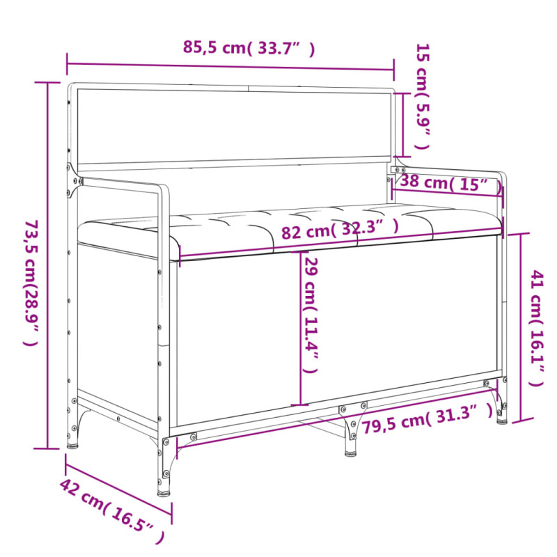 Produktbild för Förvaringsbänk svart 85,5x42x73,5 cm konstruerat trä