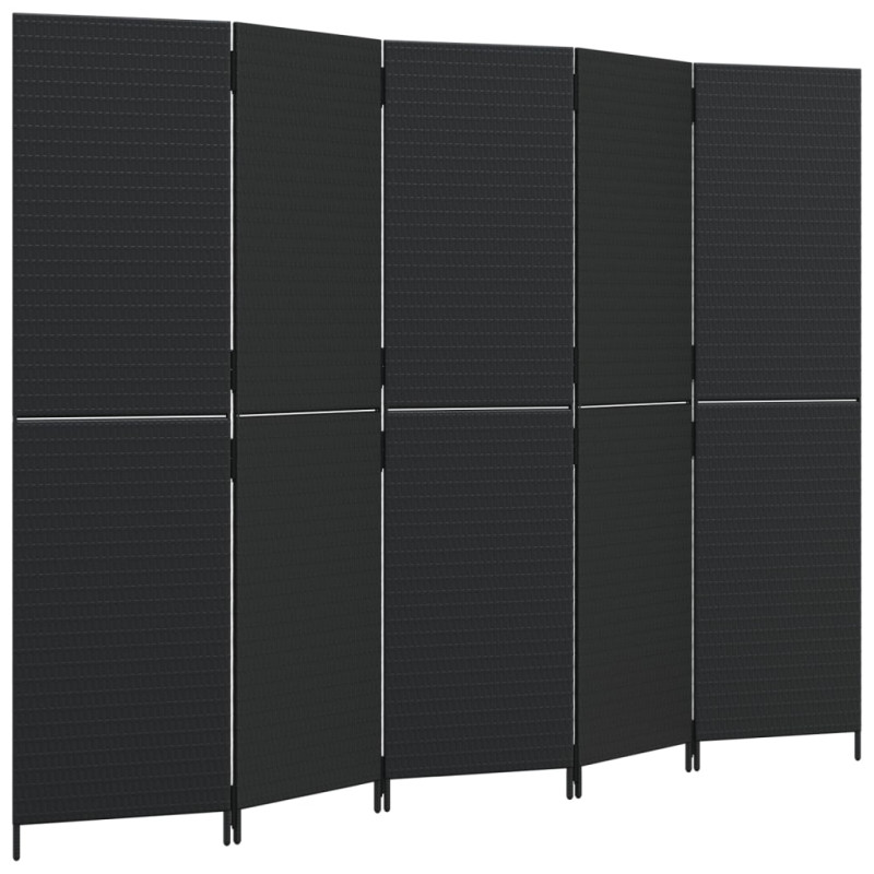 Produktbild för Rumsavdelare 5 paneler svart konstrottning