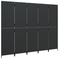 Miniatyr av produktbild för Rumsavdelare 5 paneler svart konstrottning