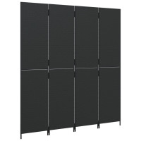 Miniatyr av produktbild för Rumsavdelare 4 paneler svart konstrottning
