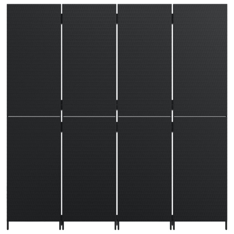 Produktbild för Rumsavdelare 4 paneler svart konstrottning