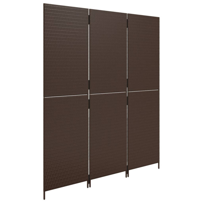 Produktbild för Rumsavdelare 3 paneler brun konstrottning