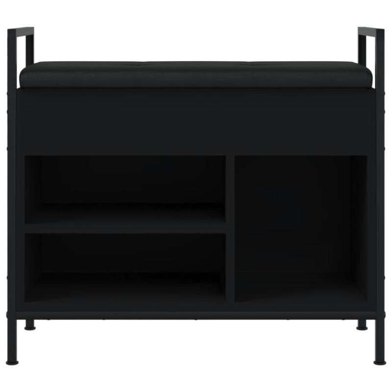 Produktbild för Skobänk svart 65,5x32x57,5 cm konstruerat trä
