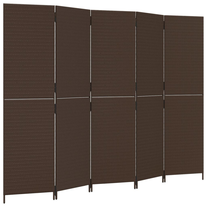 Produktbild för Rumsavdelare 5 paneler brun konstrottning