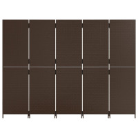 Miniatyr av produktbild för Rumsavdelare 5 paneler brun konstrottning