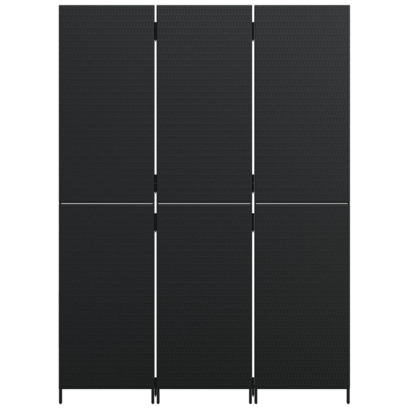 Produktbild för Rumsavdelare 3 paneler svart konstrottning