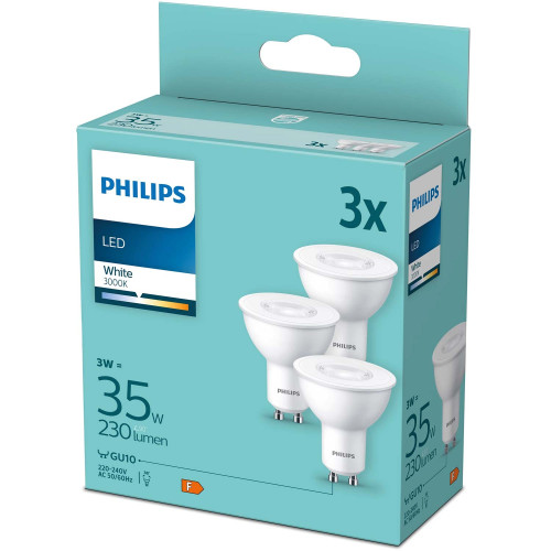 Philips 3-pack LED GU10 3W (35W) 3000K 230lm