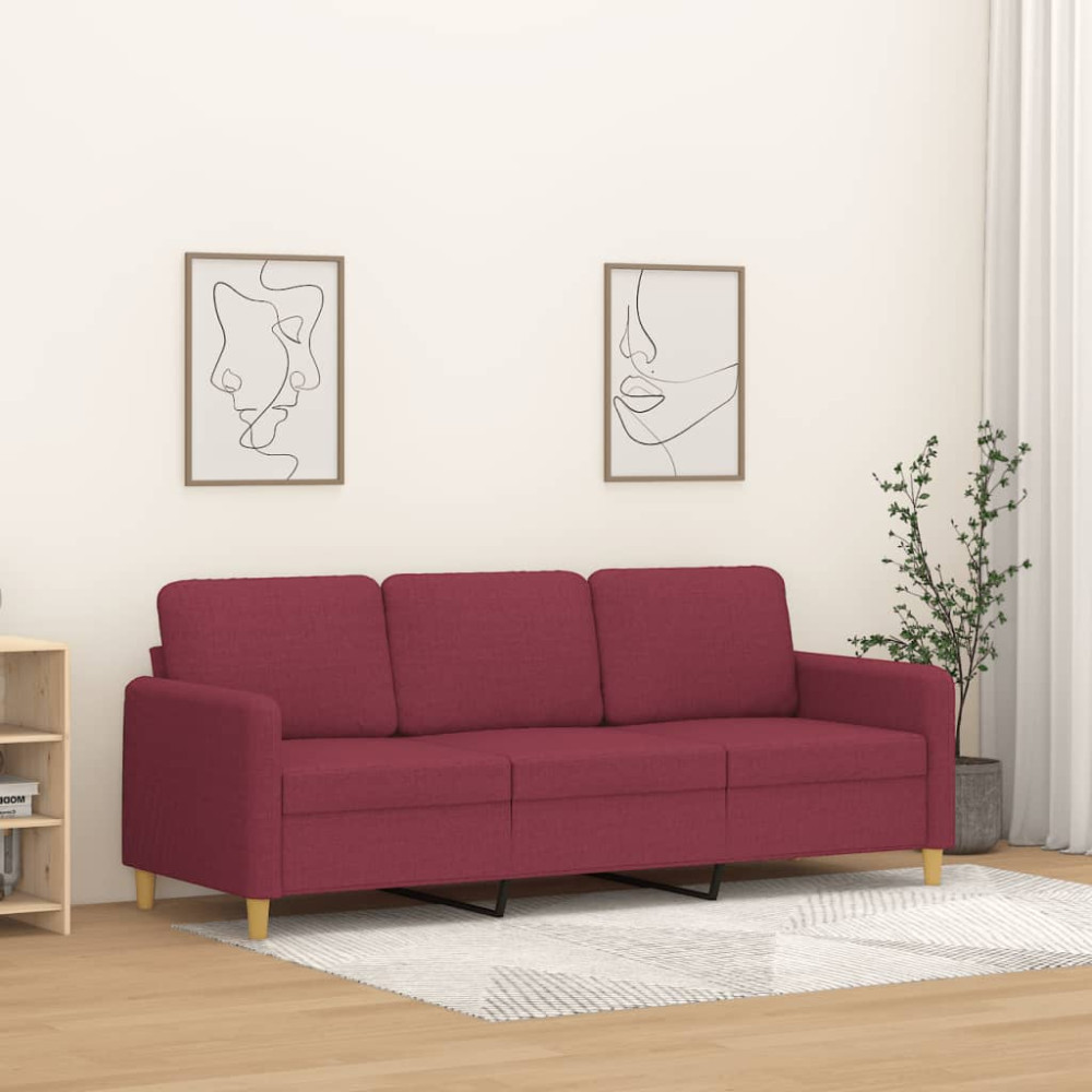 Produktbild för 3-sitssoffa vinröd 180 cm tyg