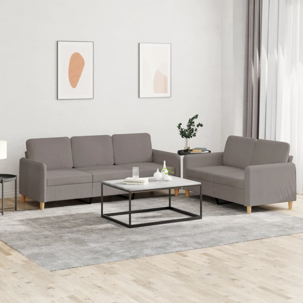 Produktbild för Soffgrupp med dynor 2 delar Taupe tyg