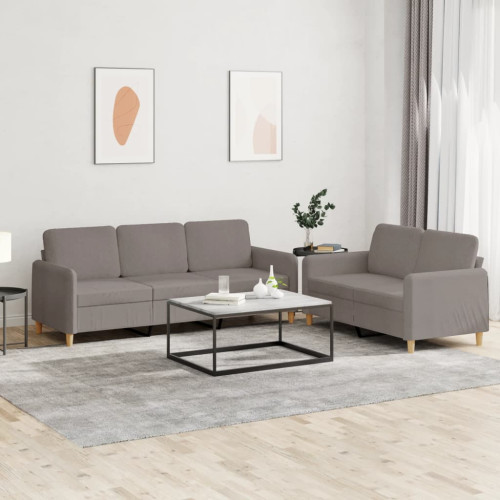 vidaXL Soffgrupp med dynor 2 delar Taupe tyg