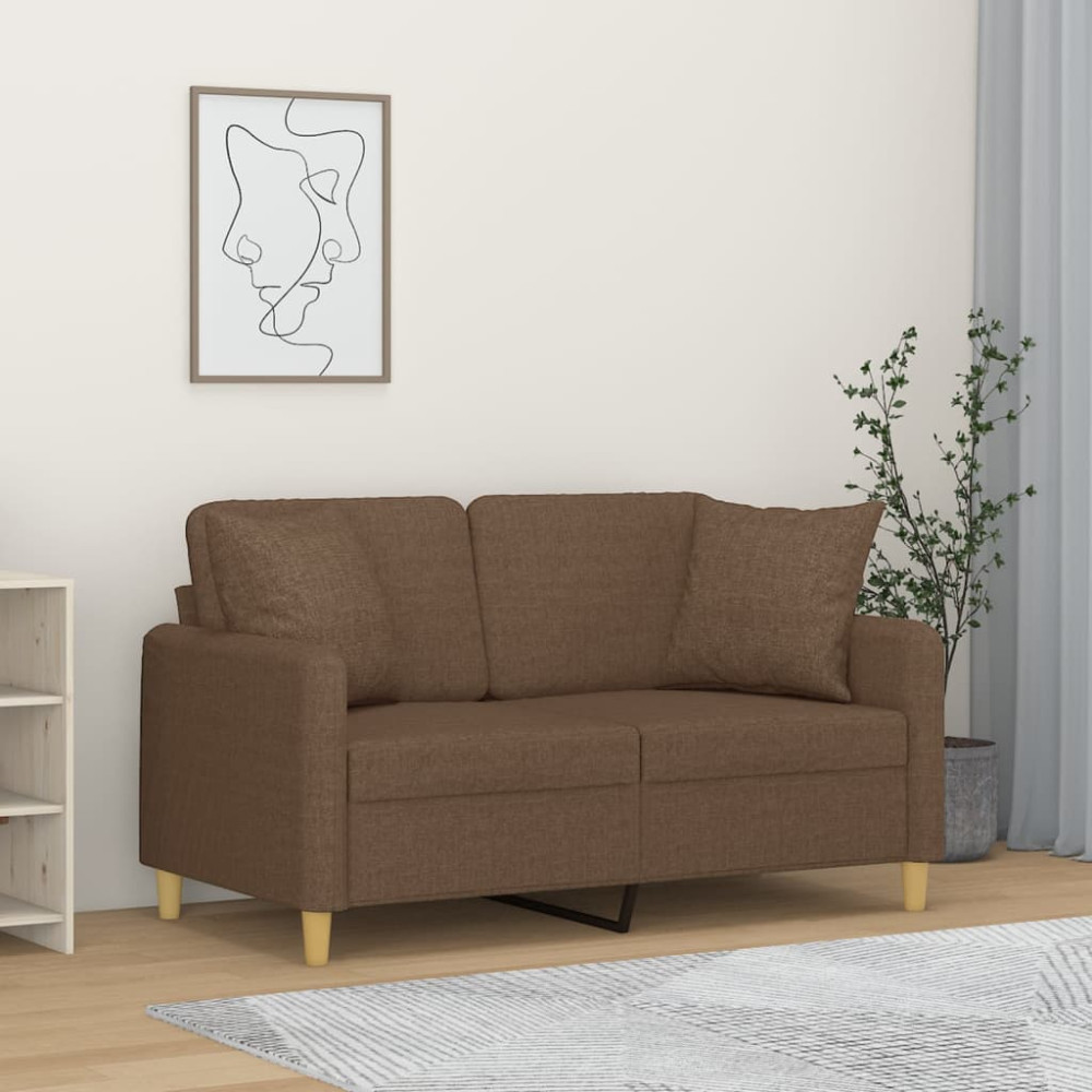 Produktbild för 2-sits soffa med prydnadskuddar brun 120 cm tyg