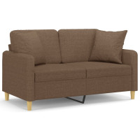 Produktbild för 2-sits soffa med prydnadskuddar brun 120 cm tyg