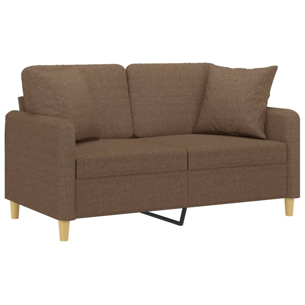 Produktbild för 2-sits soffa med prydnadskuddar brun 120 cm tyg