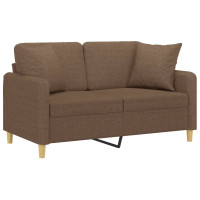 Produktbild för 2-sits soffa med prydnadskuddar brun 120 cm tyg