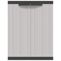 Produktbild för Förvaringsskåp för trädgården grå och svart 65x37x85 cm PP