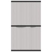 Produktbild för Förvaringsskåp för trädgården grå och svart 97x37x165 cm PP