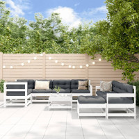 Produktbild för Loungegrupp för trädgården 10 delar vit massiv furu