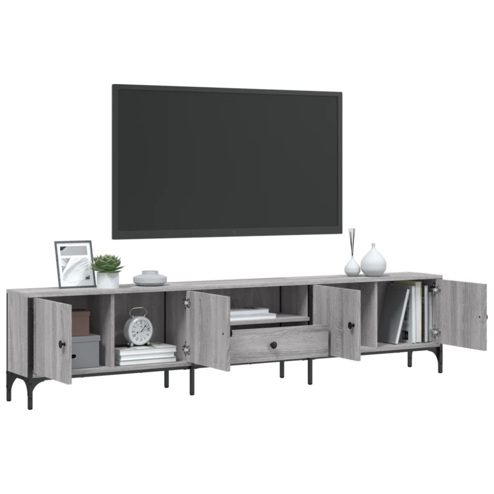 Produktbild för Tv-bänk med låda grå sonoma 200x25x44 cm konstruerat trä