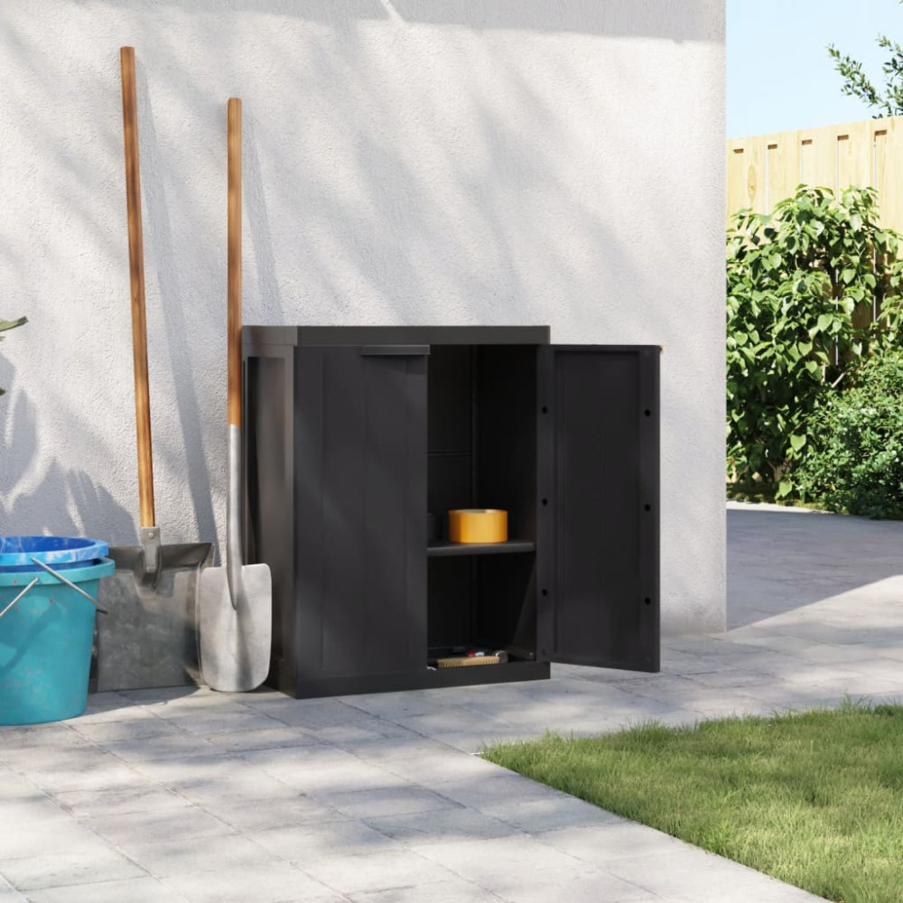 Produktbild för Förvaringsskåp för trädgården svart 65x37x85 cm PP