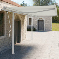 Produktbild för Markisstolpar set vit 450x245 cm järn