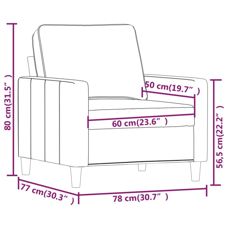 Produktbild för Fåtölj Ljusgrå 60 cm sammet