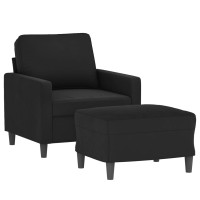 Produktbild för Fåtölj med fotpall svart 60 cm sammet