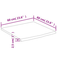 Produktbild för Bänkskiva för badrum 60x60x2,5 cm fyrkantig massiv akacia