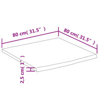 Produktbild för Bordsskiva 80x80x2,5 cm fyrkantig massiv akacia rustik kant