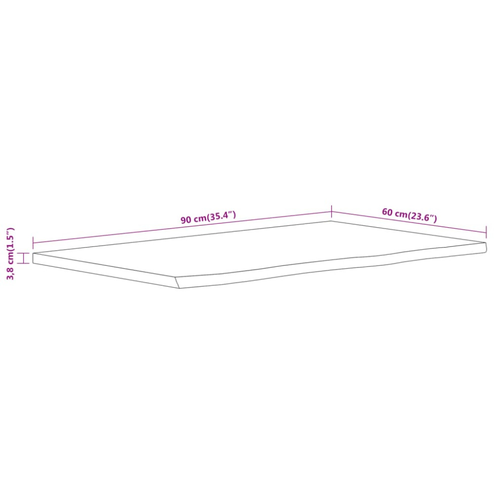 Produktbild för Bänkskiva för badrum 90x60x3,8 cm rektangulär massiv akacia