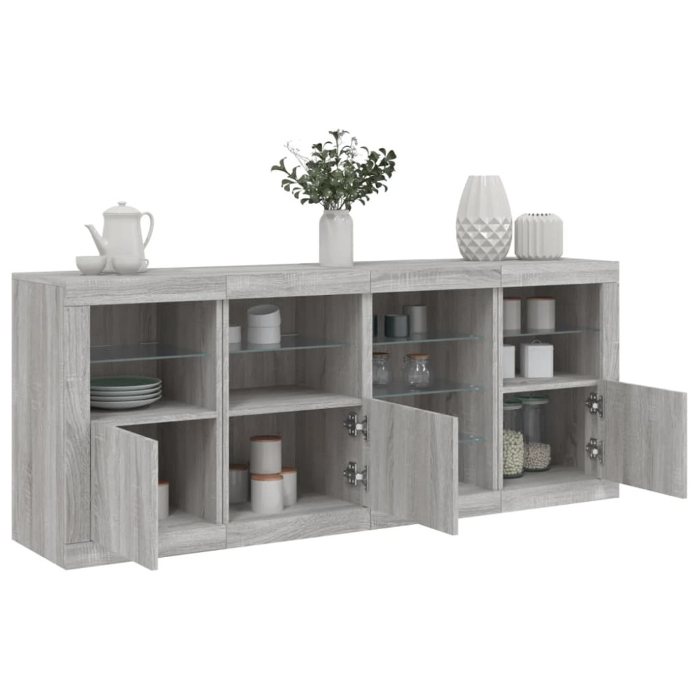 Produktbild för Skänk med LED-belysning grå sonoma 164x37x67 cm