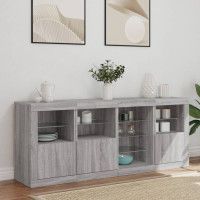 Produktbild för Skänk med LED-belysning grå sonoma 164x37x67 cm