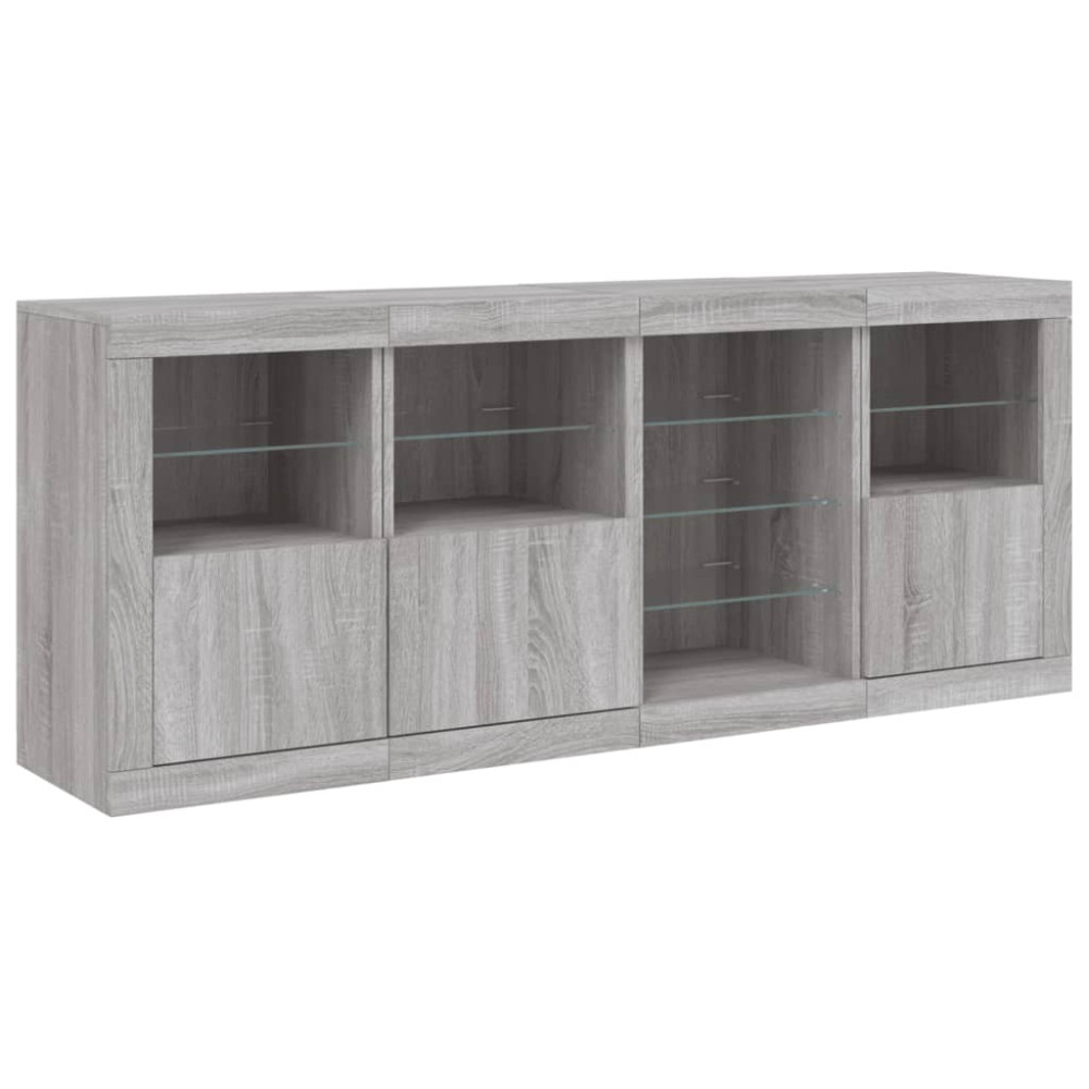 Produktbild för Skänk med LED-belysning grå sonoma 164x37x67 cm