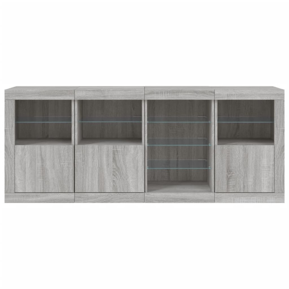 Produktbild för Skänk med LED-belysning grå sonoma 164x37x67 cm