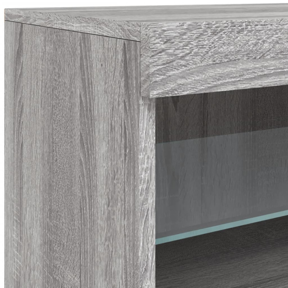 Produktbild för Skänk med LED-belysning grå sonoma 123x37x67 cm