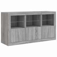 Produktbild för Skänk med LED-belysning grå sonoma 123x37x67 cm