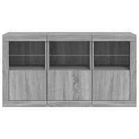 Produktbild för Skänk med LED-belysning grå sonoma 123x37x67 cm
