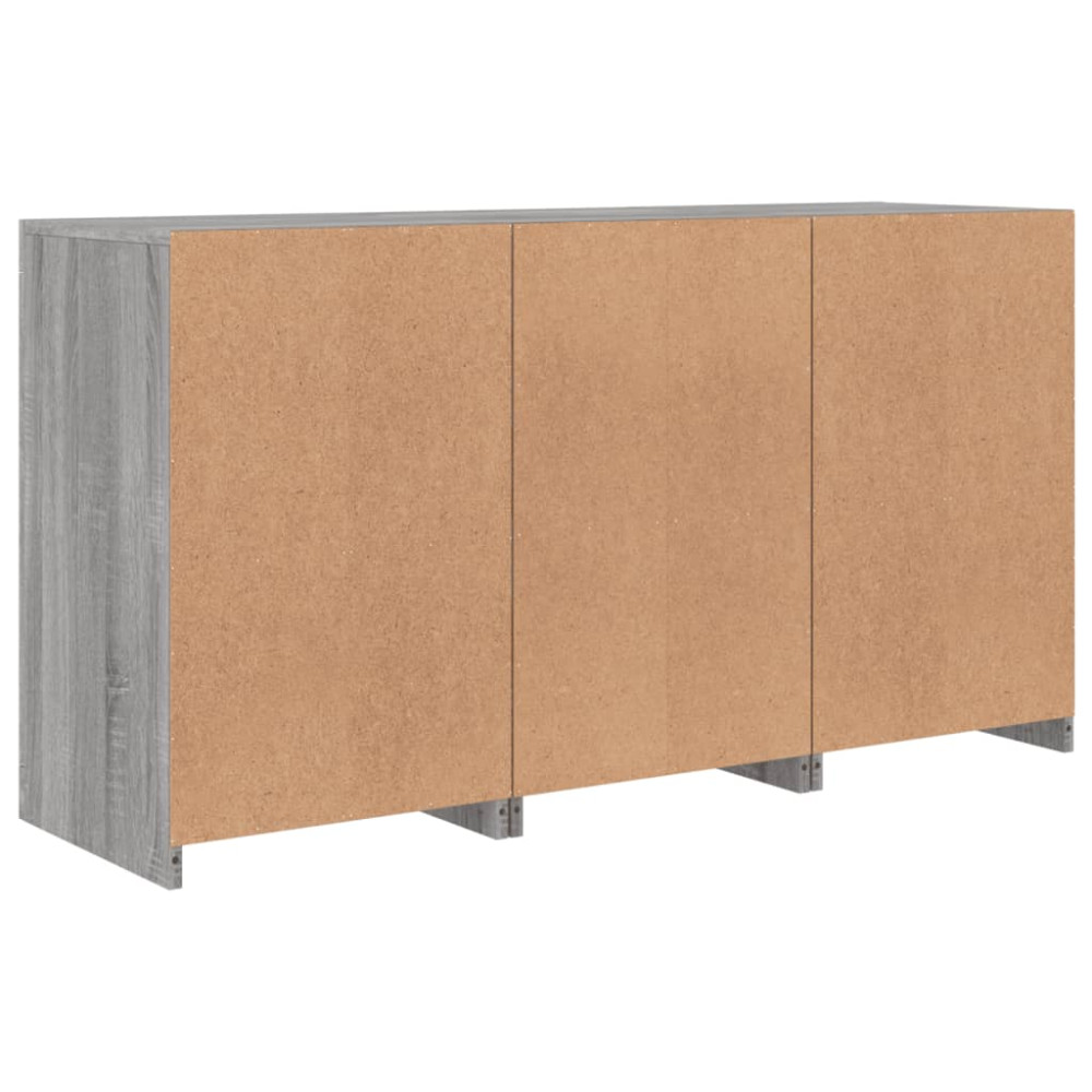 Produktbild för Skänk med LED-belysning grå sonoma 123x37x67 cm