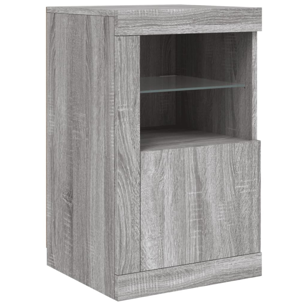 Produktbild för Skänk med LED-belysning grå sonoma 123x37x67 cm