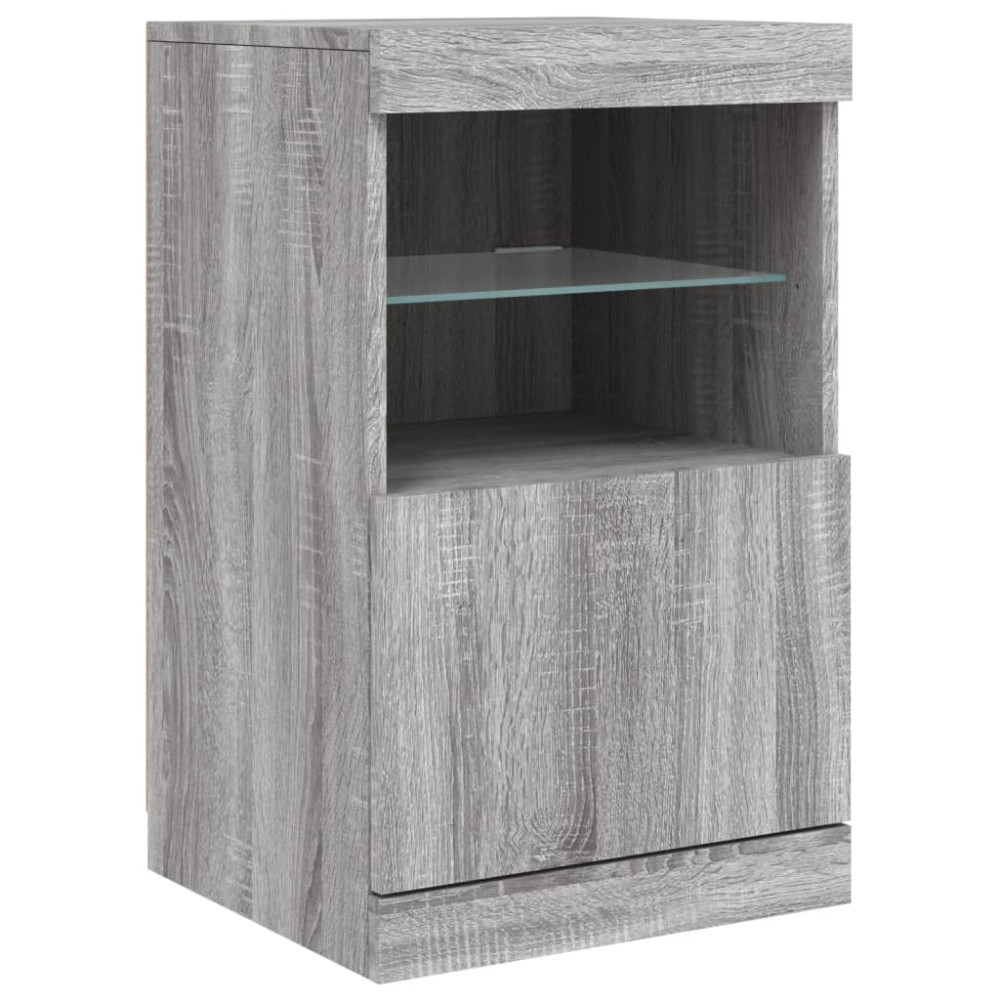 Produktbild för Skänk med LED-belysning grå sonoma 123x37x67 cm