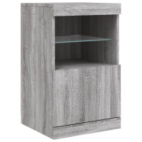Produktbild för Skänk med LED-belysning grå sonoma 123x37x67 cm